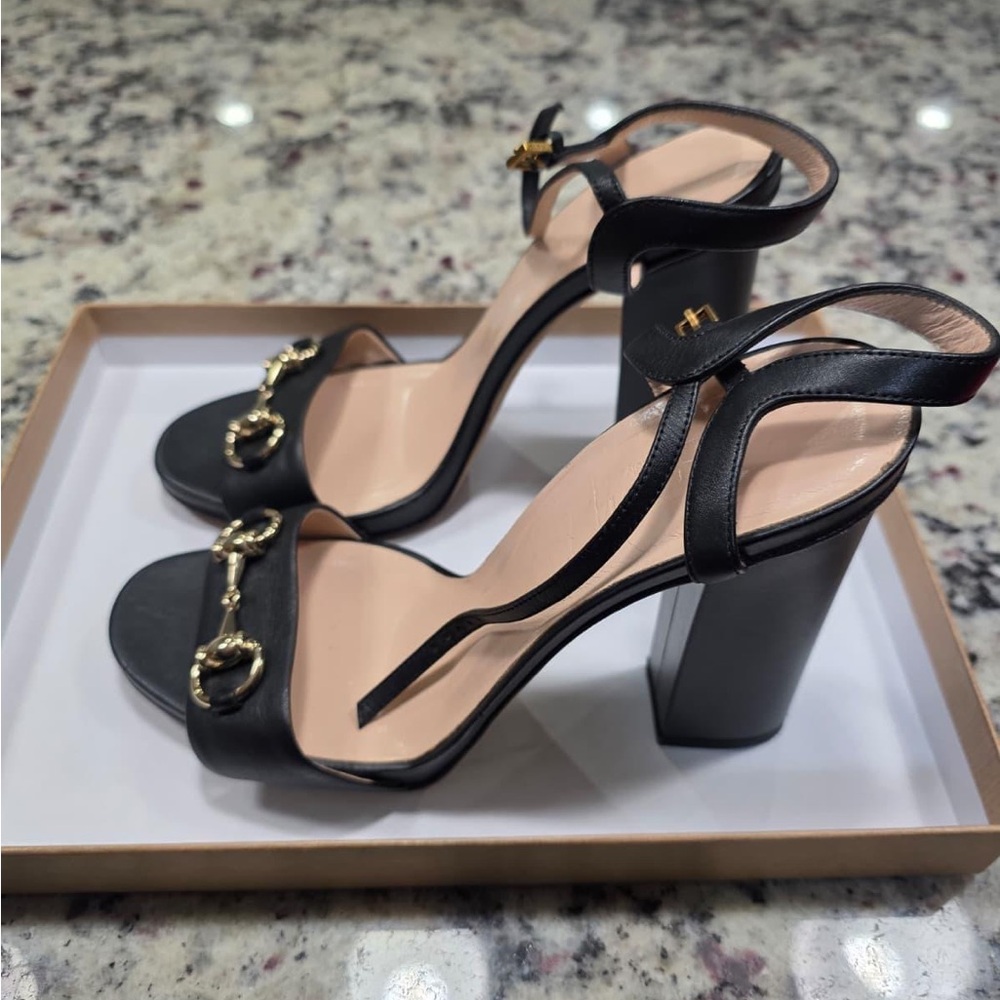 Gucci Horsebit Black Women's Heeled Sandals - Picture 4 of 5